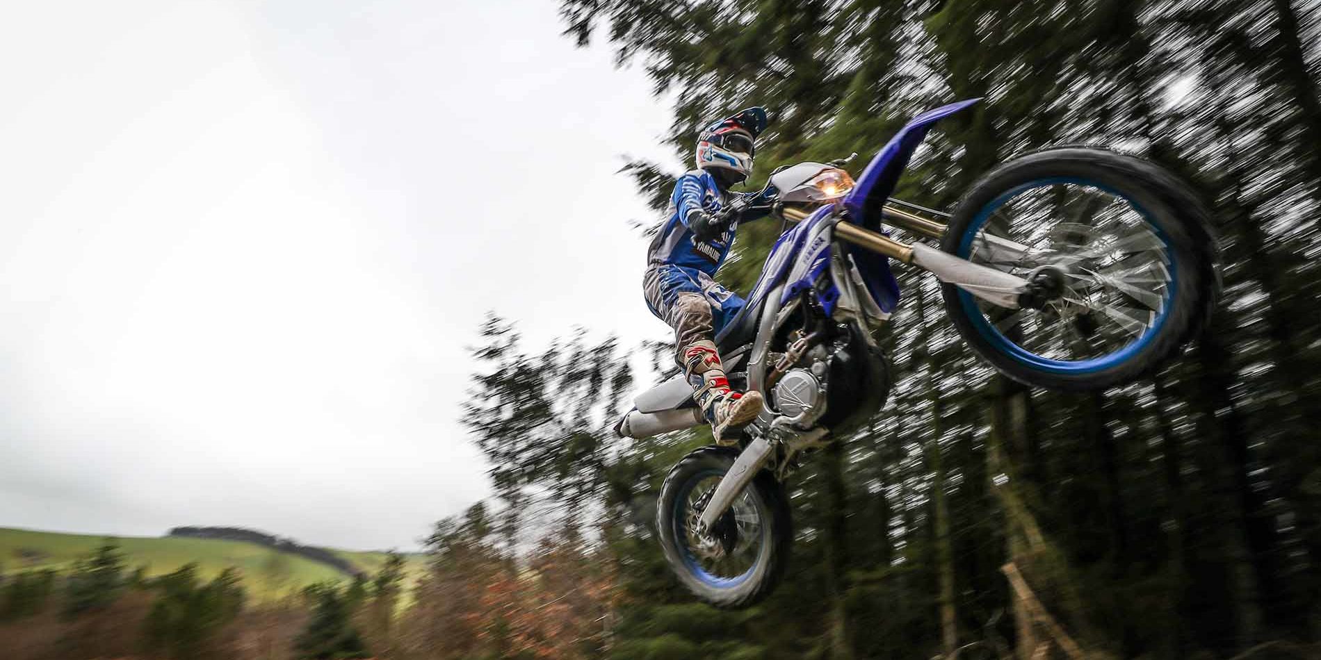 Yamaha Off Road Experience WR250F leaping through the air on one of our Enduro Training days